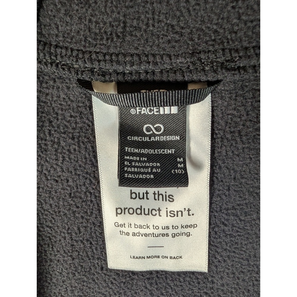 The North Face Pink Black Colorblock Circular Design Fleece Zip Hoodie Teen M - Picture 7 of 9